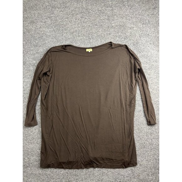 PIKO 1988 Shirt Womens Small Brown Long Sleeve Bamboo Stretch Tunic Top 02104 - Picture 1 of 7